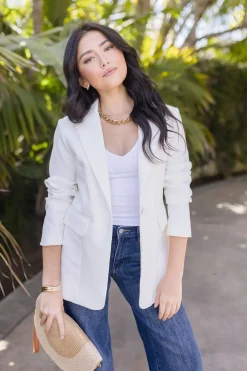 Brianna Notched Lapel Blazer White
