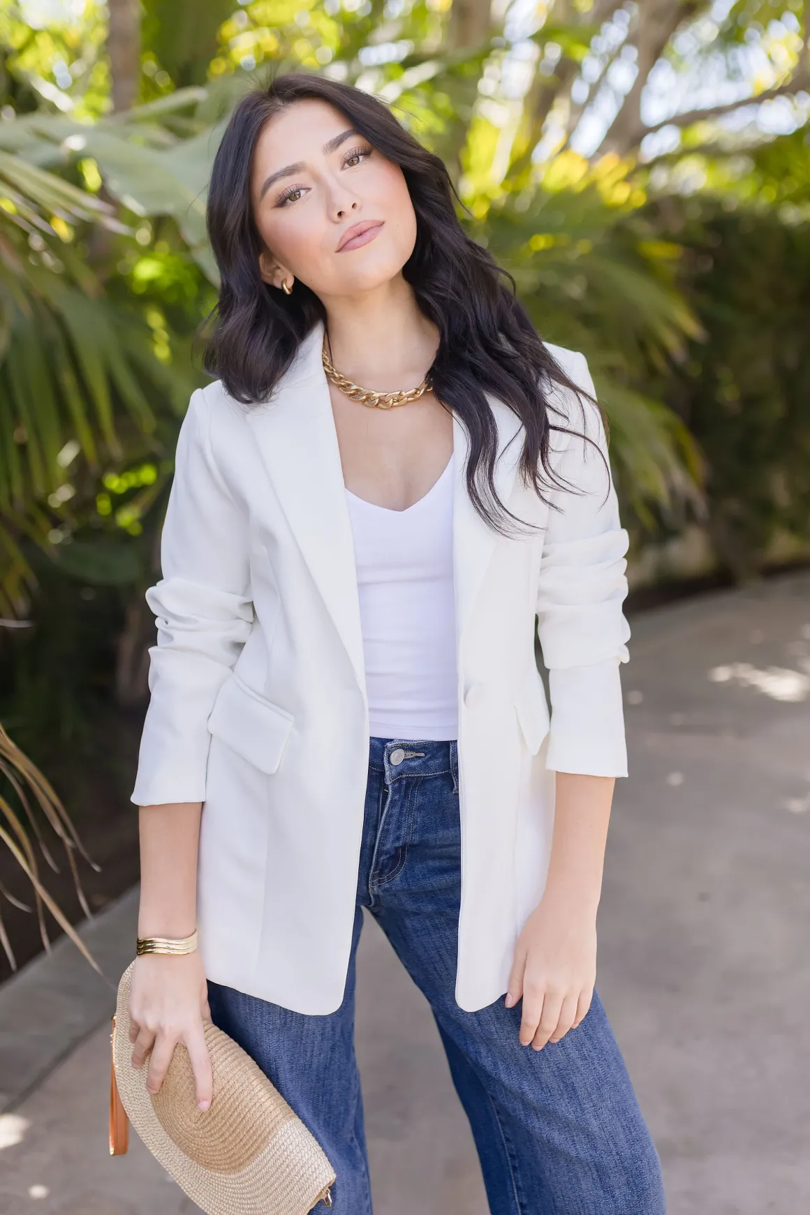 Brianna Notched Lapel Blazer White