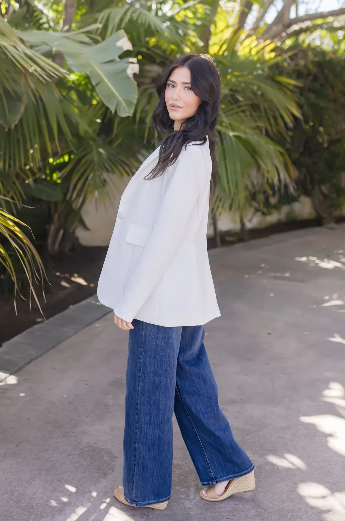 Brianna Notched Lapel Blazer White