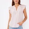 Brielle Short Flutter Sleeve Pintuck Top Blush