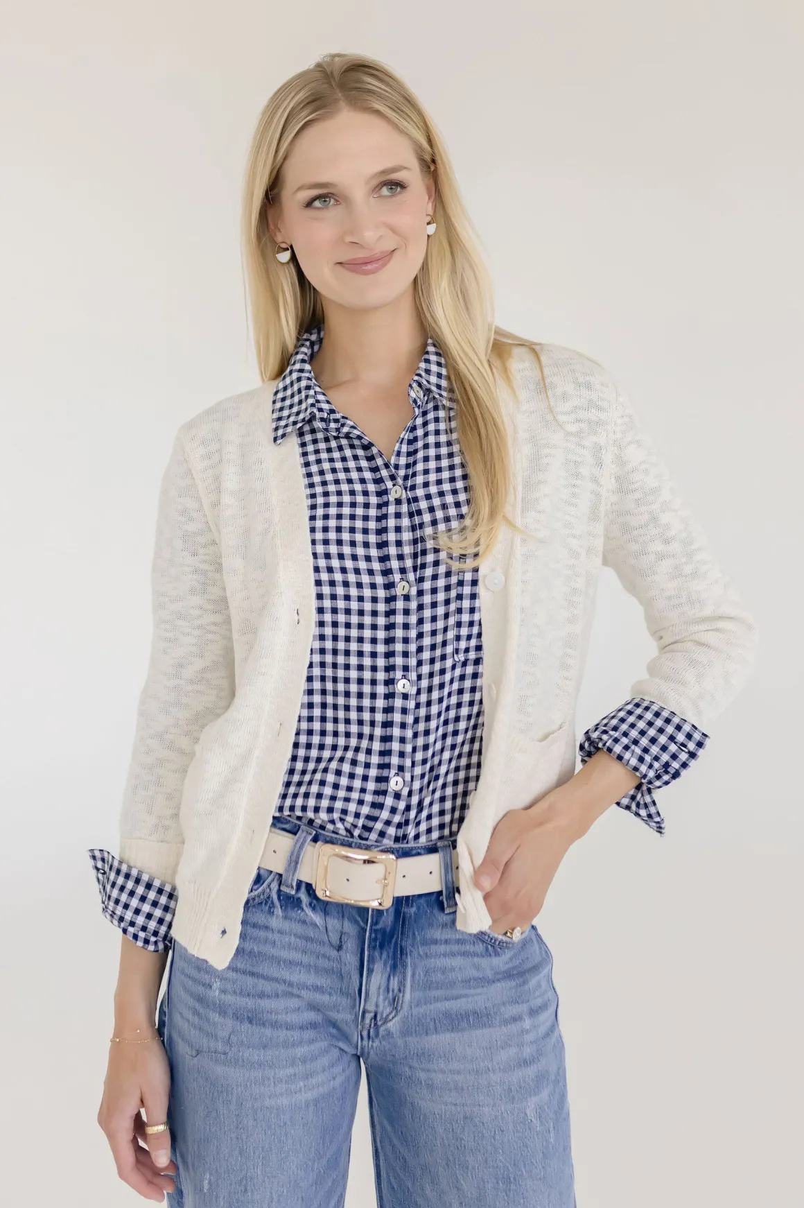 Cadence Long Sleeve Button Down Cardigan Nude