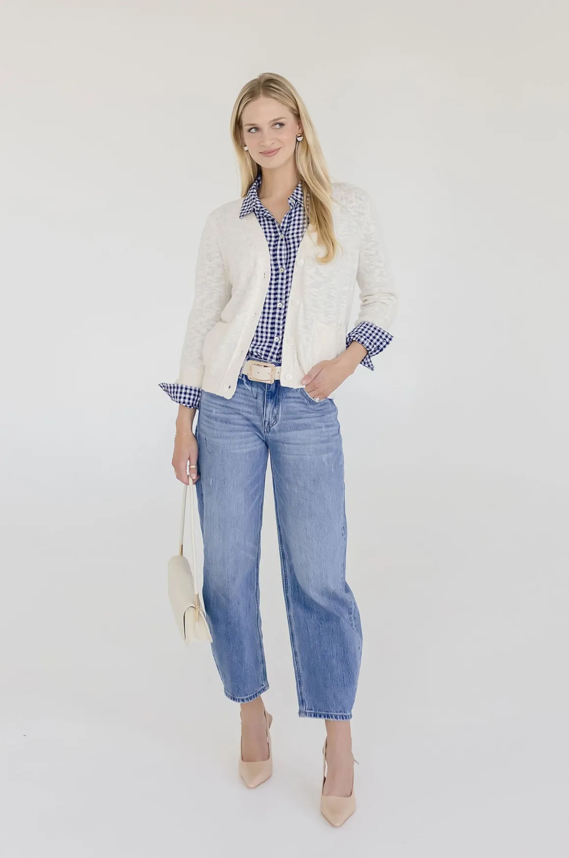 Cadence Long Sleeve Button Down Cardigan Nude