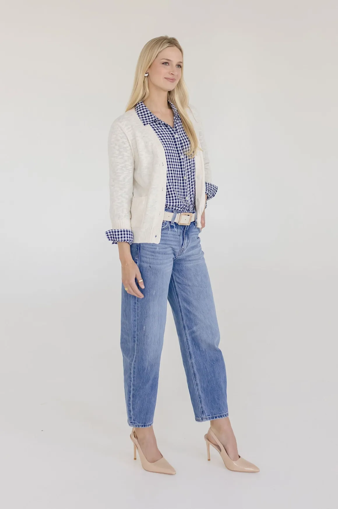 Cadence Long Sleeve Button Down Cardigan Nude