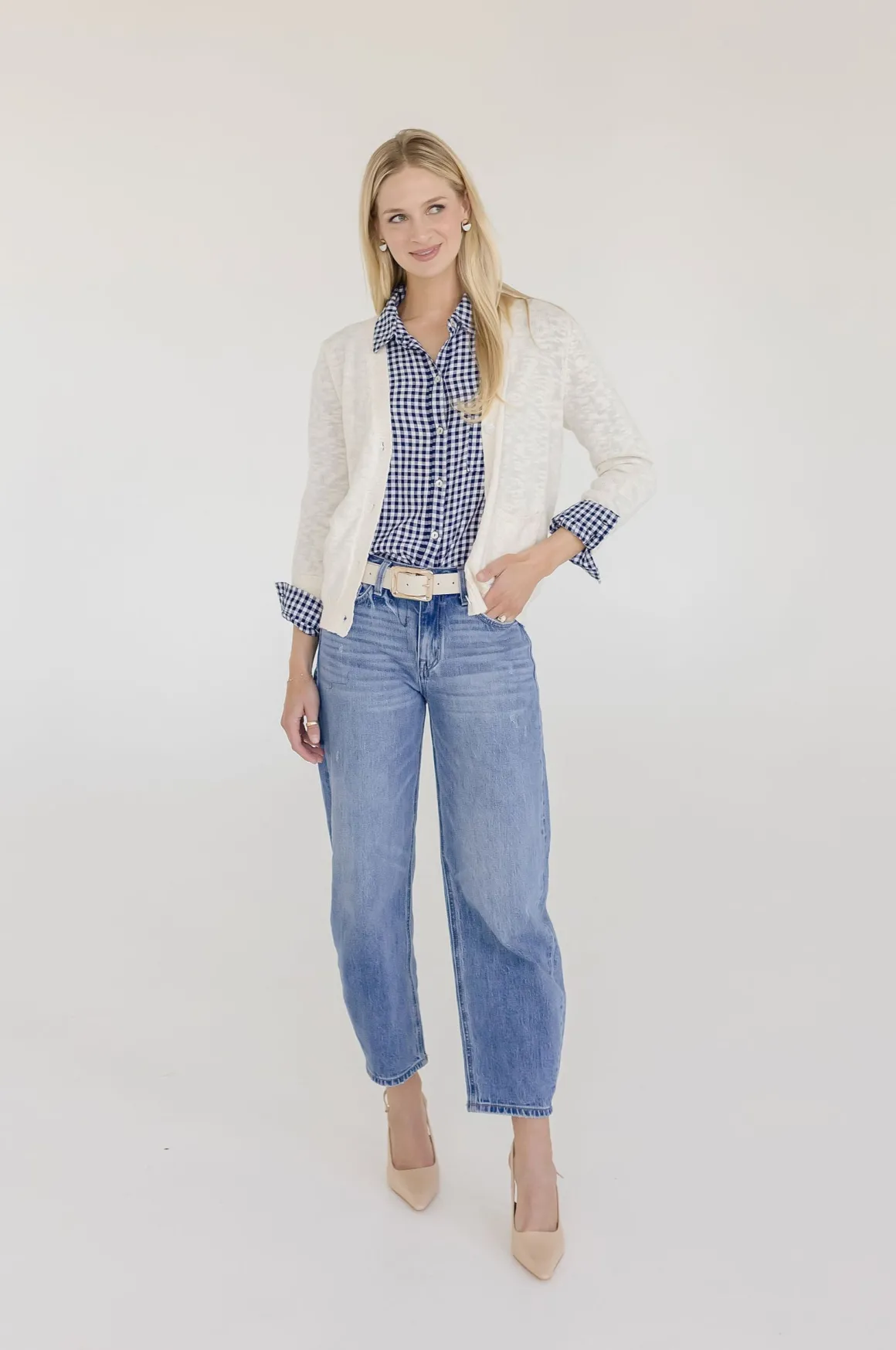 Cadence Long Sleeve Button Down Cardigan Nude