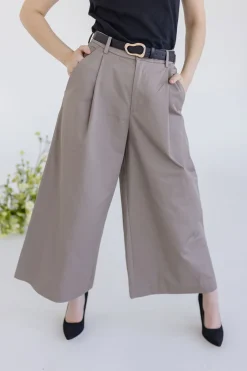 Calla High Waist Wide Leg Pants Taupe