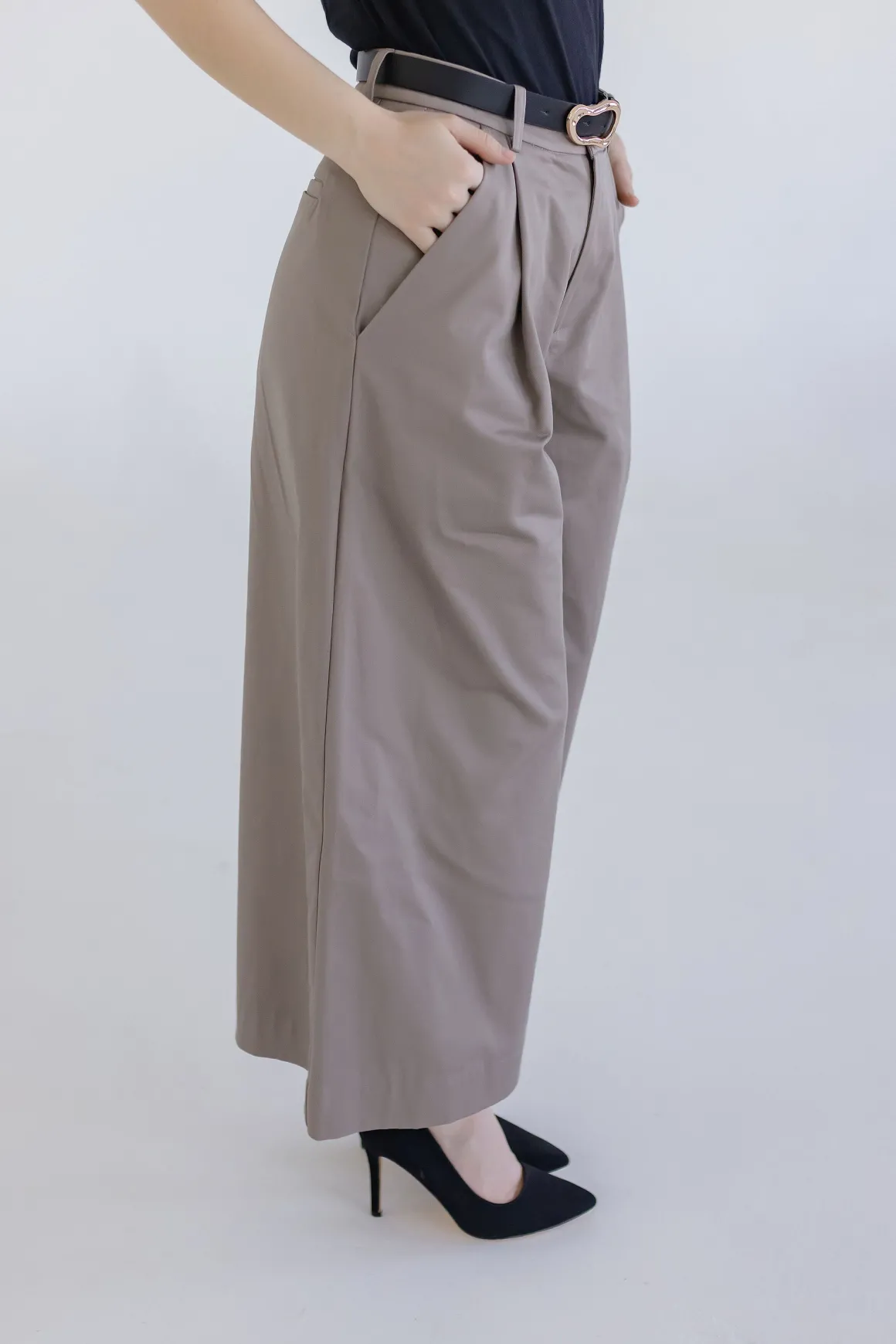 Calla High Waist Wide Leg Pants Taupe