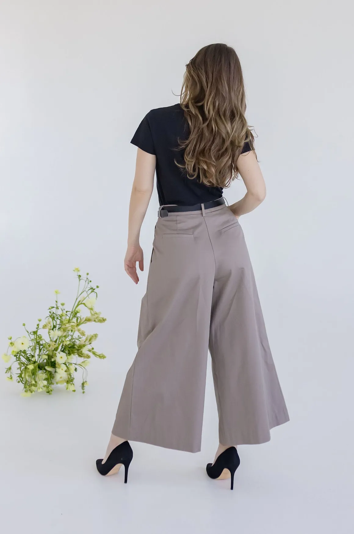 Calla High Waist Wide Leg Pants Taupe