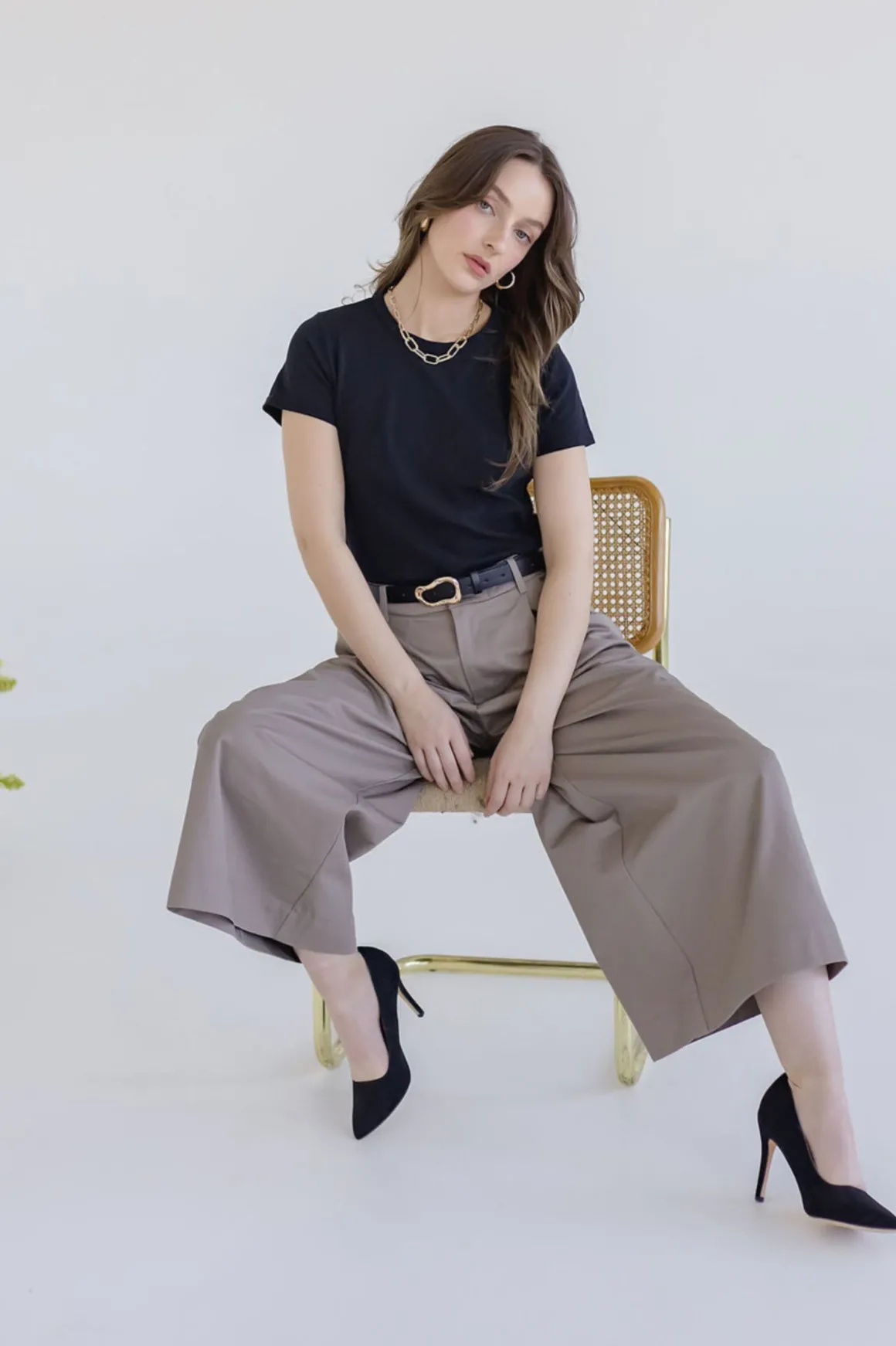 Calla High Waist Wide Leg Pants Taupe