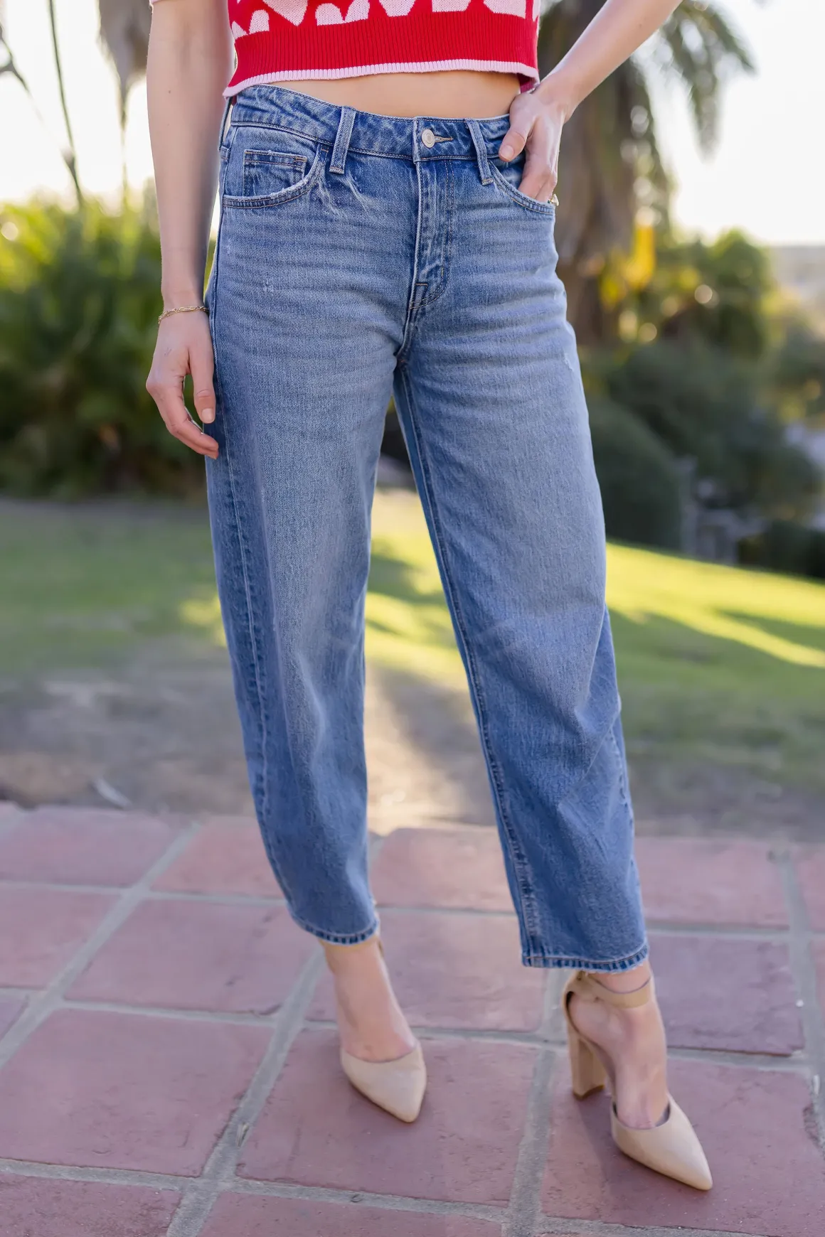 Carla High Rise Barrel Jeans Medium Wash