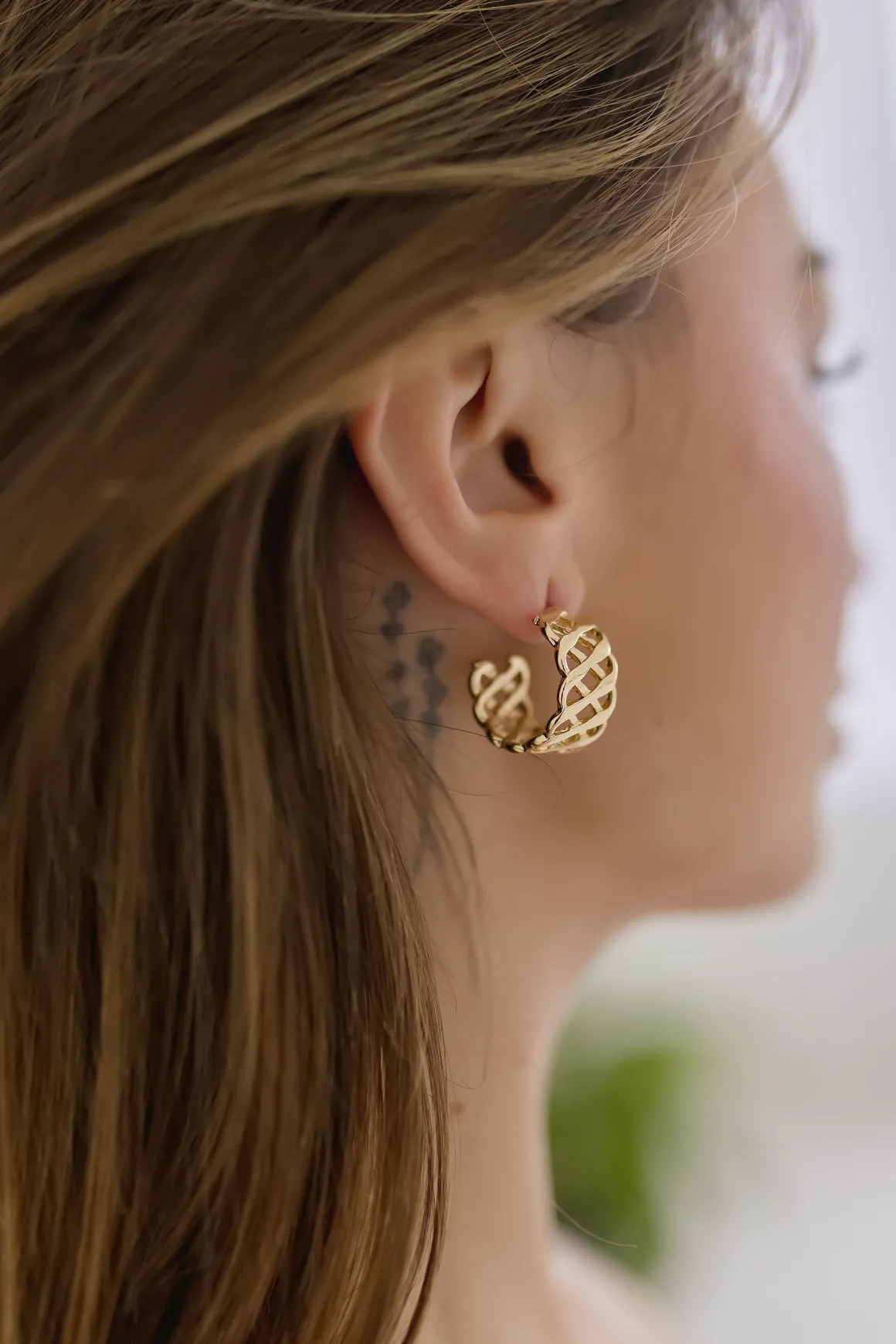 Caroline Braided Hoop Earrings Gold