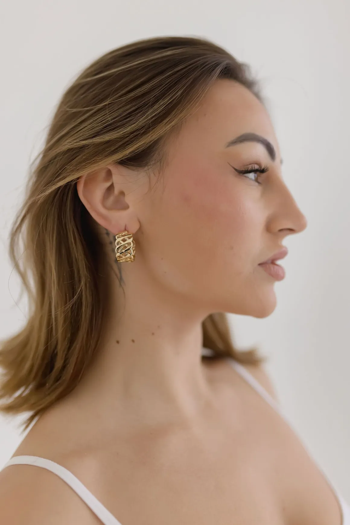Caroline Braided Hoop Earrings Gold