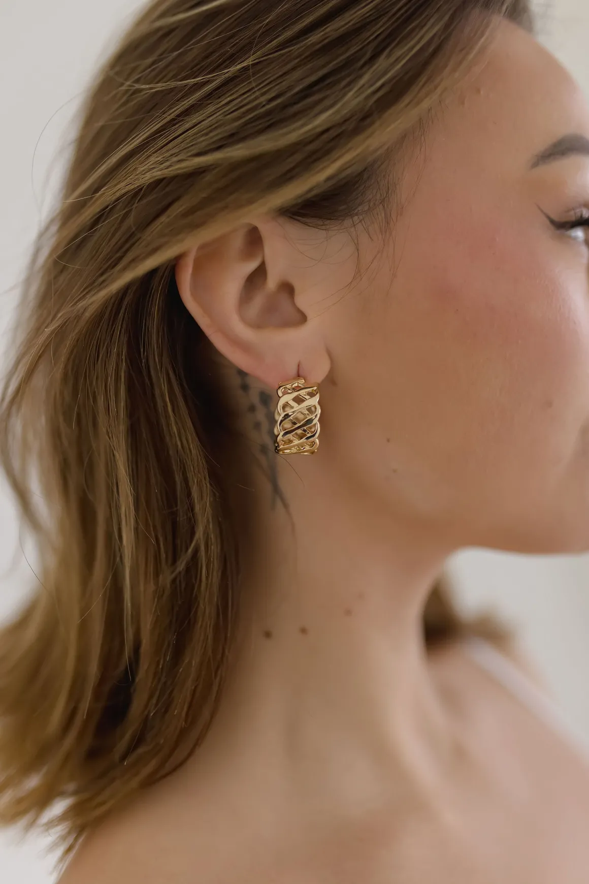 Caroline Braided Hoop Earrings Gold