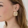 Carson Layered Square Chunky Earrings Gold