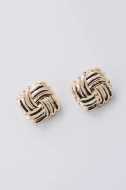 Carson Layered Square Chunky Earrings Gold