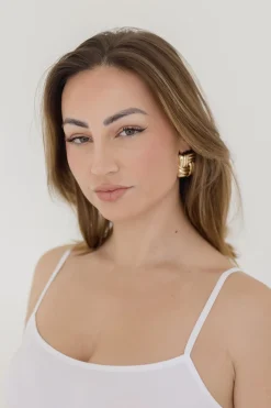 Carson Layered Square Chunky Earrings Gold