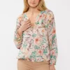 Cassidy Long Sleeve Floral Print Top Blush