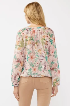 Cassidy Long Sleeve Floral Print Top Blush
