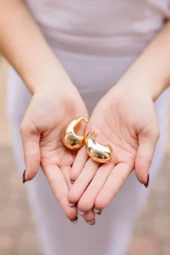 Cassie Oversized Teardrop Earrings Gold