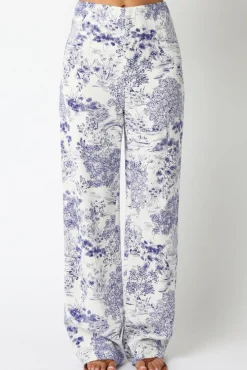 Caylee High Waist Abstract Print Wide Leg Pants White