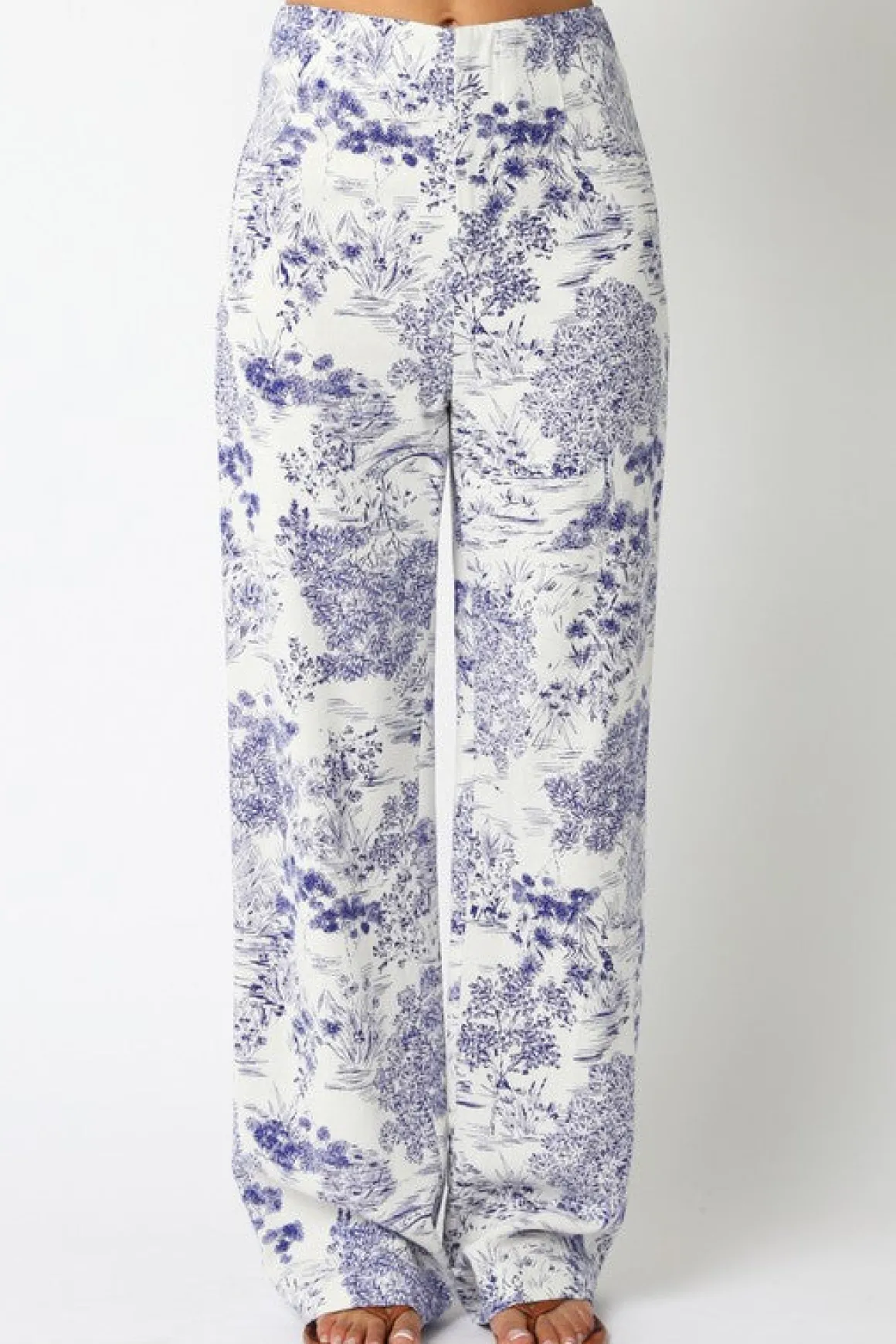 Caylee High Waist Abstract Print Wide Leg Pants White