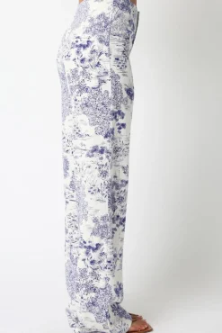 Caylee High Waist Abstract Print Wide Leg Pants White