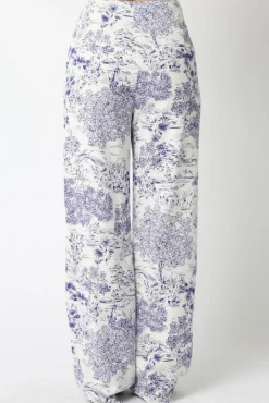 Caylee High Waist Abstract Print Wide Leg Pants White