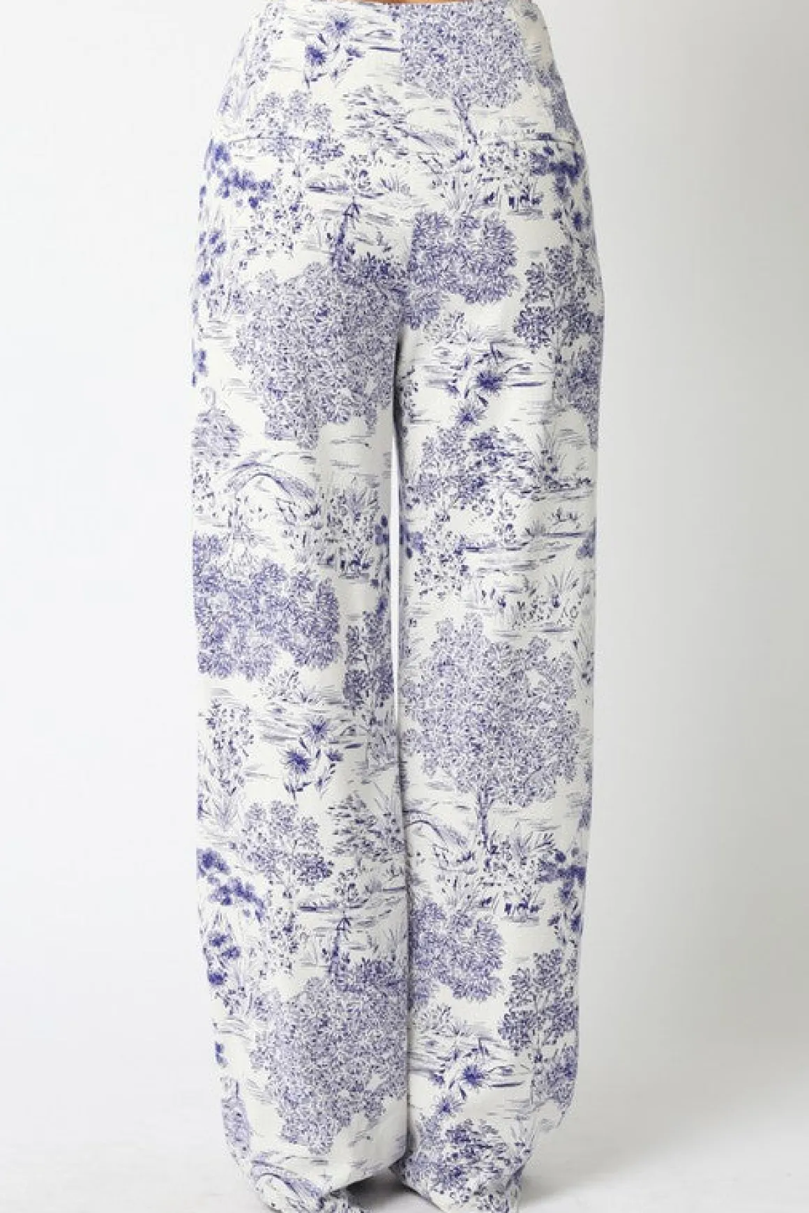 Caylee High Waist Abstract Print Wide Leg Pants White