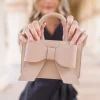 Celeste Vegan Leather Bowtie Mini Purse Taupe