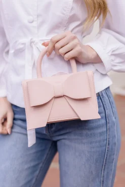 Celeste Vegan Leather Bowtie Mini Purse Pink