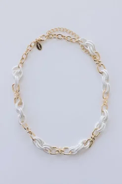 Charlene Chunky Two Tone Textured Chain Necklace Gold