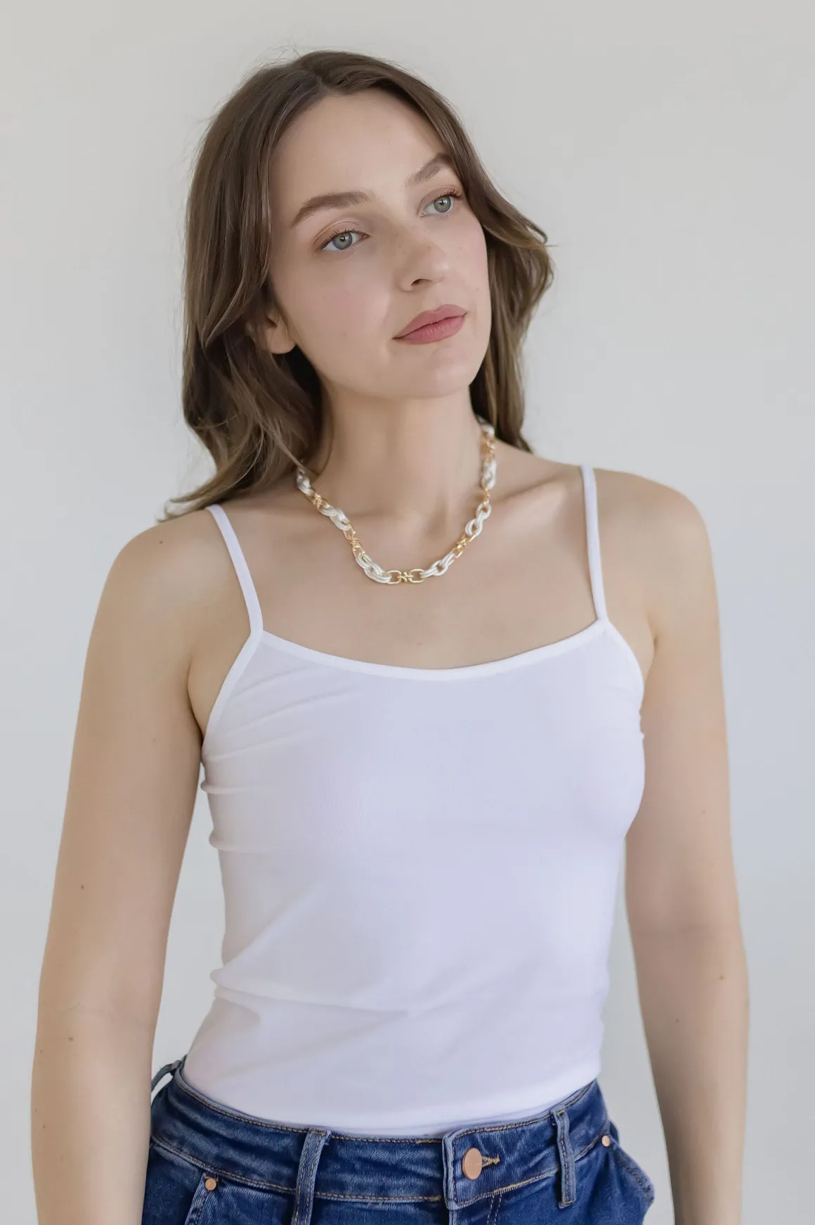 Charlene Chunky Two Tone Textured Chain Necklace Gold