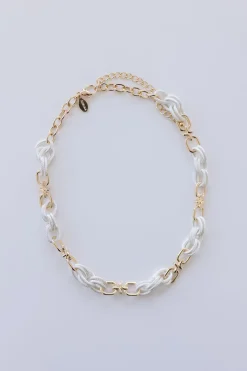 Charlene Chunky Two Tone Textured Chain Necklace Gold