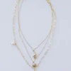 Chrissy Layered Seashell Starfish Charm Necklace Gold