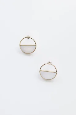 Cora Open Two Tone Round Earrings Gold