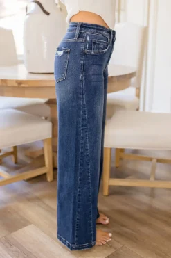Daisy High Rise Tummy Control Wide Leg Jeans Dark Wash