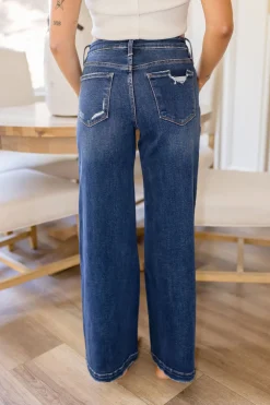 Daisy High Rise Tummy Control Wide Leg Jeans Dark Wash