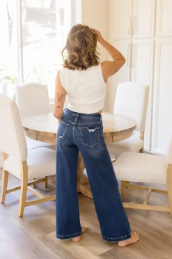 Daisy High Rise Tummy Control Wide Leg Jeans Dark Wash