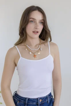 Dana Layered Pearl Seashell Necklace Gold