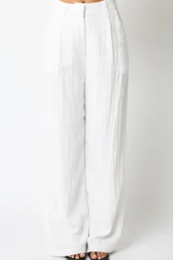 Danica High Waist Woven Wide Leg Pants White