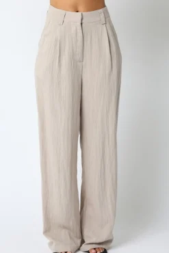Danica High Waist Woven Wide Leg Pants Khaki
