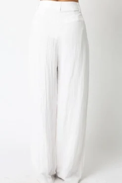 Danica High Waist Woven Wide Leg Pants White