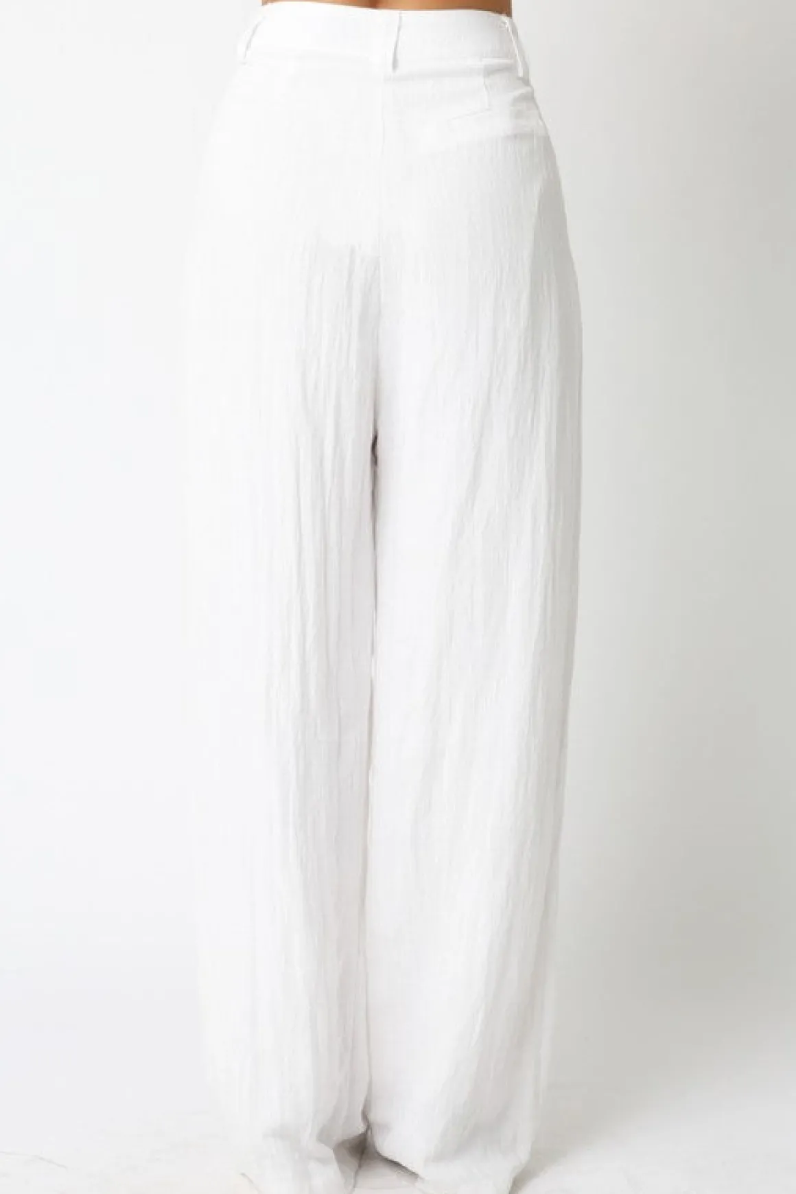 Danica High Waist Woven Wide Leg Pants White