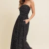 Darcy Sleeveless Ruched Polka Dot Print Maxi Dress Black