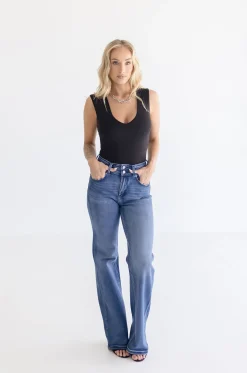 Davie High Rise Flare Leg Jeans Dark Wash