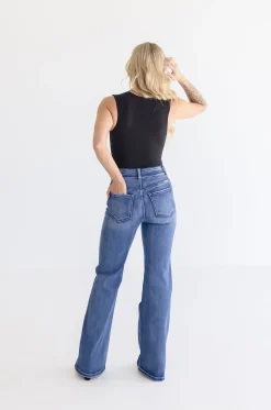 Davie High Rise Flare Leg Jeans Dark Wash