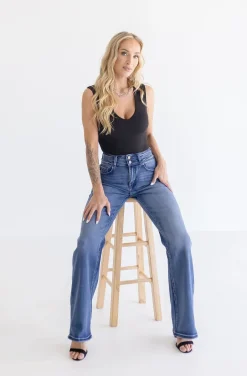 Davie High Rise Flare Leg Jeans Dark Wash