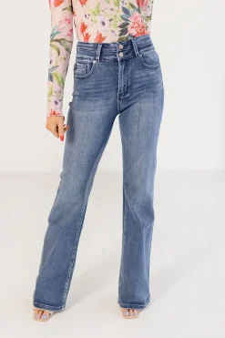 Davie High Rise Flare Leg Jeans Dark Wash
