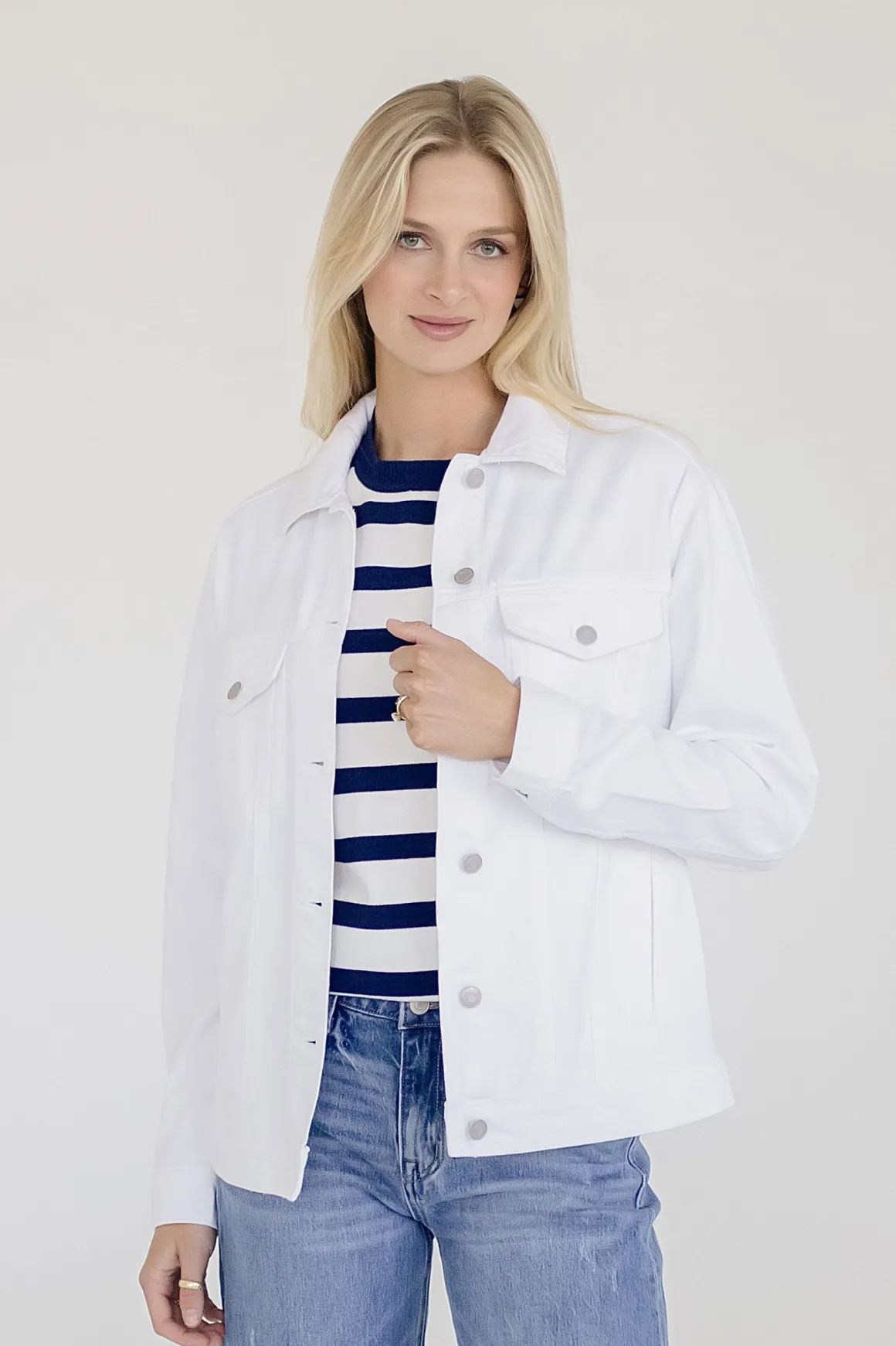 Delaney Long Sleeve Oversized Denim Jacket White