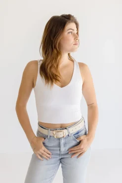 Diana Rectangle Metal Buckle Vegan Leather Belt Khaki