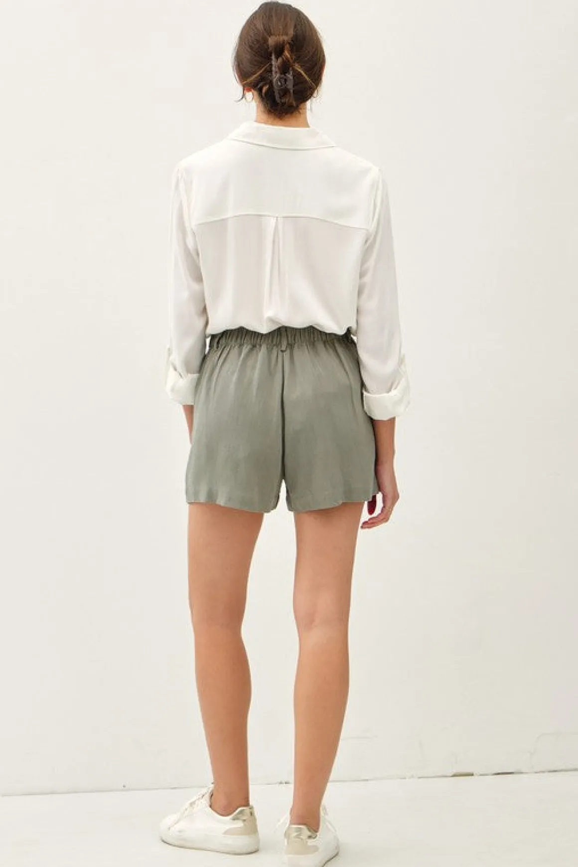 Dixie High Waist Linen Shorts Sage